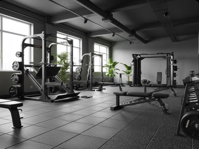 System regałów na podłogę siłowni